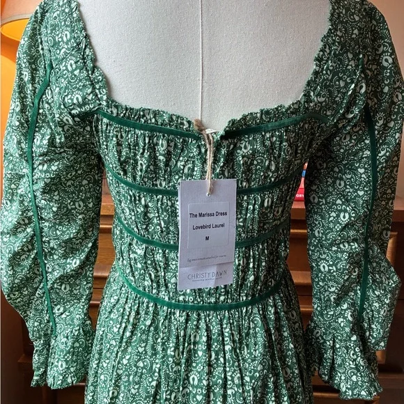 Christy Dawn Marissa Forest Green Floral Dress Lovebird Laurel Medium - Picture 8 of 10